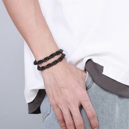 Bracelet Homme Tendance En Titane Plaqué Noir