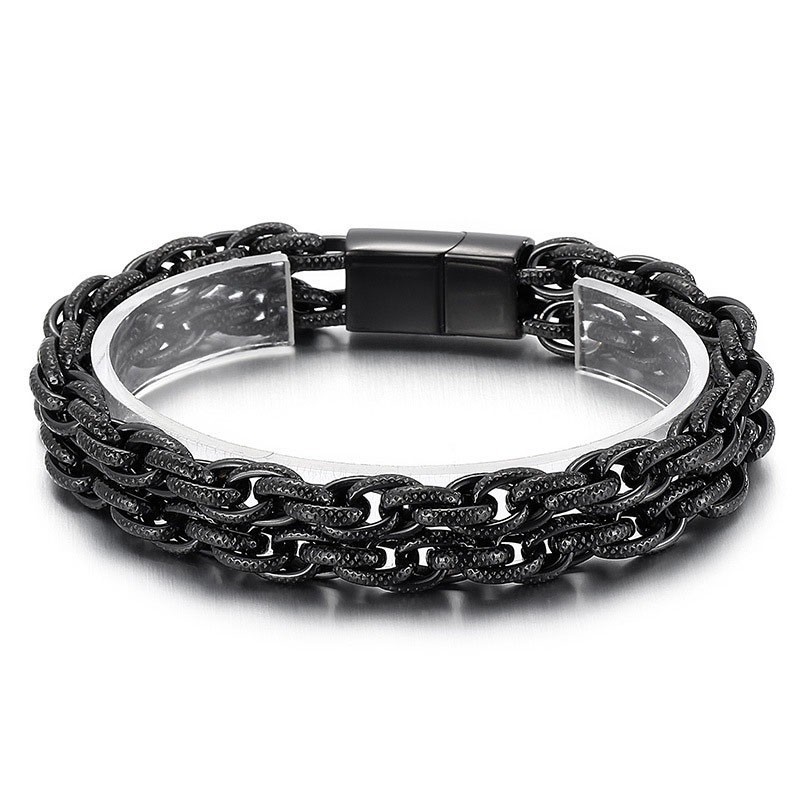 Bracelet Homme Tendance En Titane Plaqué Noir