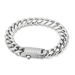 Bracelet En Titane Serti De Diamants Pour Homme, Style Hip-Hop Et Streetwear