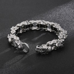 Bracelet En Titane Pour Homme Avec Motif Tête De Mort Florale Et Chic
