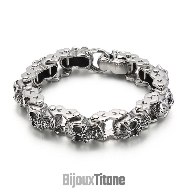 Bracelet En Titane Pour Homme Avec Motif Tête De Mort Florale Et Chic Bracelet En Titane Pour Homme Avec Motif Tête De Mort Florale Et Chic