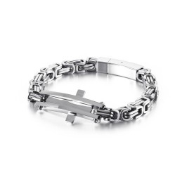 Bracelet En Titane Cool Cross Curved De Marque Hip-Hop Pour Homme
