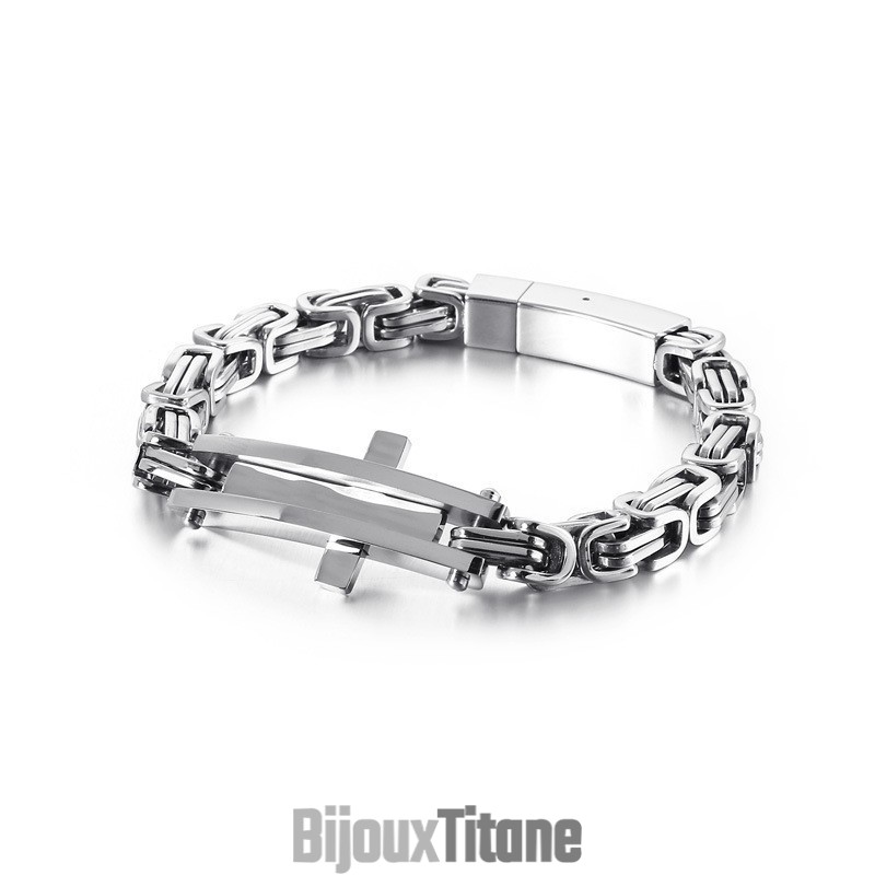 Bracelet En Titane Cool Cross Curved De Marque Hip-Hop Pour Homme Bracelet En Titane Cool Cross Curved De Marque Hip-Hop Pour Homme