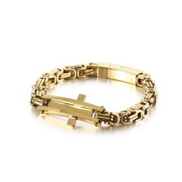 Bracelet Hip Hop Cool Cross Bend En Titane Pour Homme