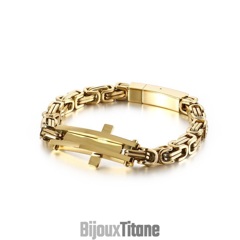 Bracelet Hip Hop Cool Cross Bend En Titane Pour Homme
