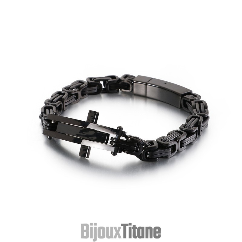 Bracelet Hip-Hop Cool Cross Bend En Titane Pour Homme