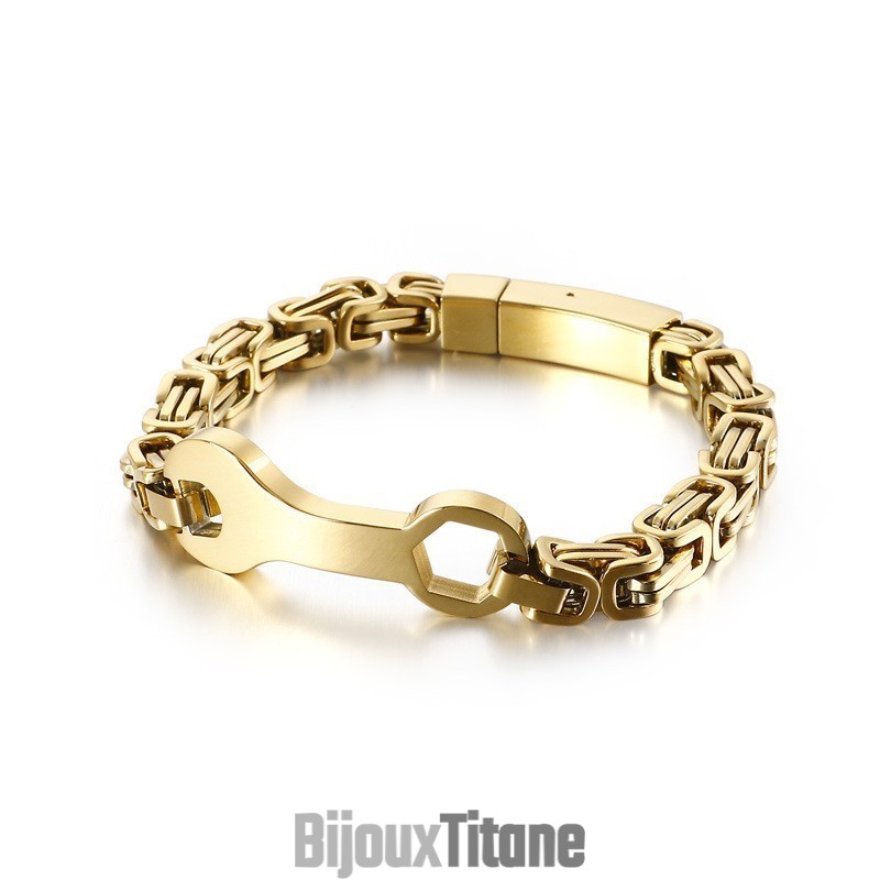 Bracelet En Titane Pour Homme Avec Chaîne Emperor Et Clé À Molette