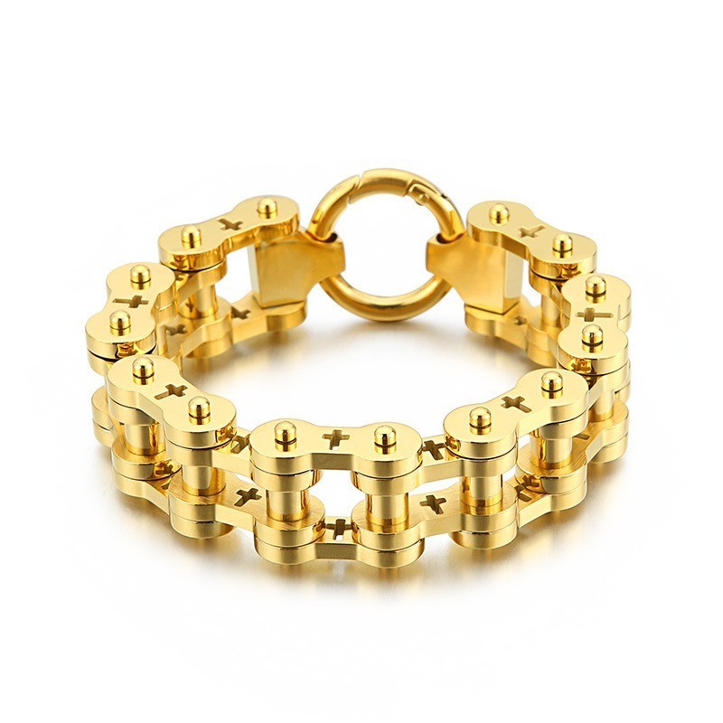 Bracelet Vélo Homme En Titane Style Rock Hip-Hop Avec Croix Creuse Bracelet Vélo Homme En Titane Style Rock Hip-Hop Avec Croix Creuse