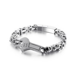Bracelet En Titane Pour Homme Avec Plaque Incurvée Et Clé À Molette