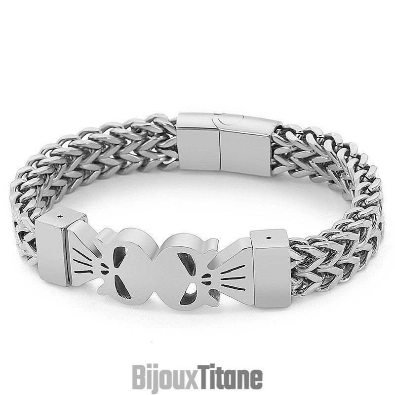 Bracelet Tissé En Titane Pour Homme, Style Hip-Hop, Double Tête De Mort Bracelet Tissé En Titane Pour Homme, Style Hip-Hop, Double Tête De Mort