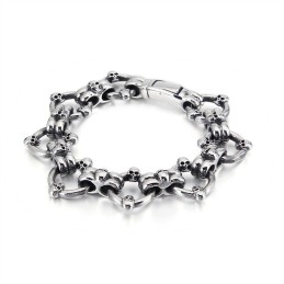 Bracelet En Titane Pour Homme Avec Tête De Mort Exagérée Et Chic