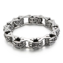 Bracelet Creux En Titane À Motif Floral Pour Homme
