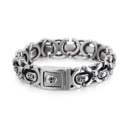 Bracelet En Titane Pour Homme Avec Motif Tête De Mort