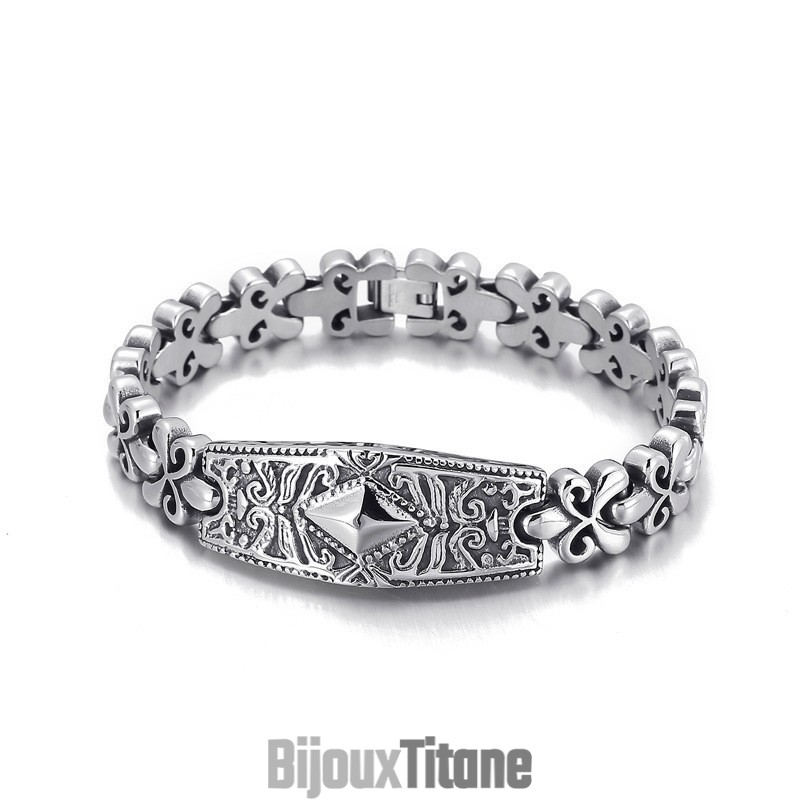 Bracelet En Titane En Forme De Diamant Pour Homme De La Marque Fashion Flower Bay Bracelet En Titane En Forme De Diamant Pour Homme De La Marque Fashion Flower Bay