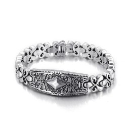 Bracelet En Titane En Forme De Diamant Pour Homme De La Marque Fashion Flower Bay