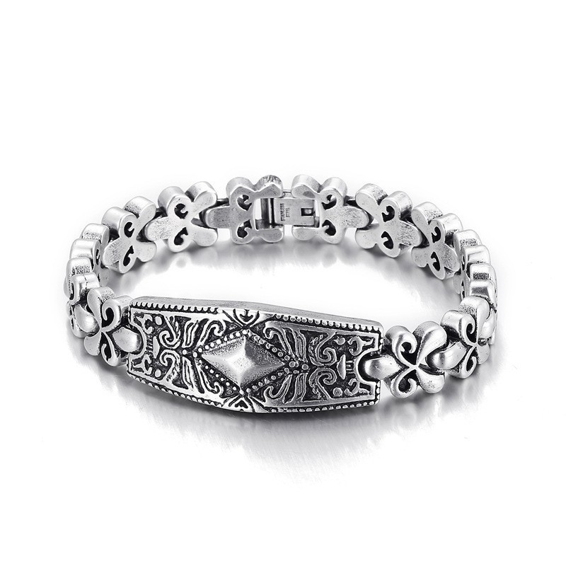 Bracelet En Titane En Forme De Diamant Pour Homme De La Marque Fashion Flower Bay