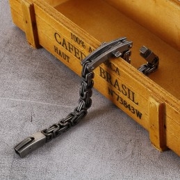 Bracelet En Titane Avec Croix Incurvée Pour Homme