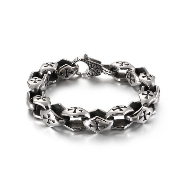 Bracelet En Titane Pour Homme Cross Hollow Bracelet En Titane Pour Homme Cross Hollow