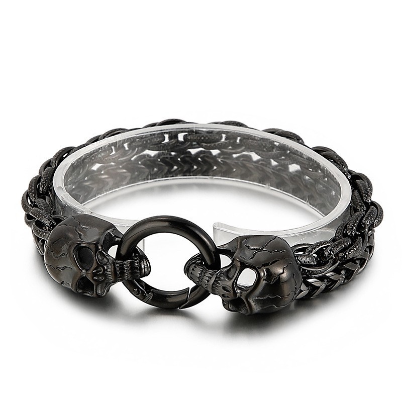 Bracelet Homme En Titane, Style Chic Et Tendance, Tête De Mort, Accessoire Bracelet Homme En Titane, Style Chic Et Tendance, Tête De Mort, Accessoire