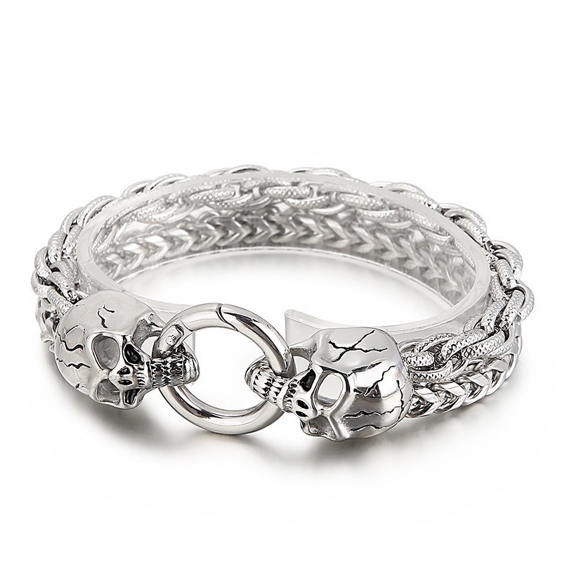 Bracelet En Titane Pour Homme, Style Chic Et Tendance, Motif Tête De Mort