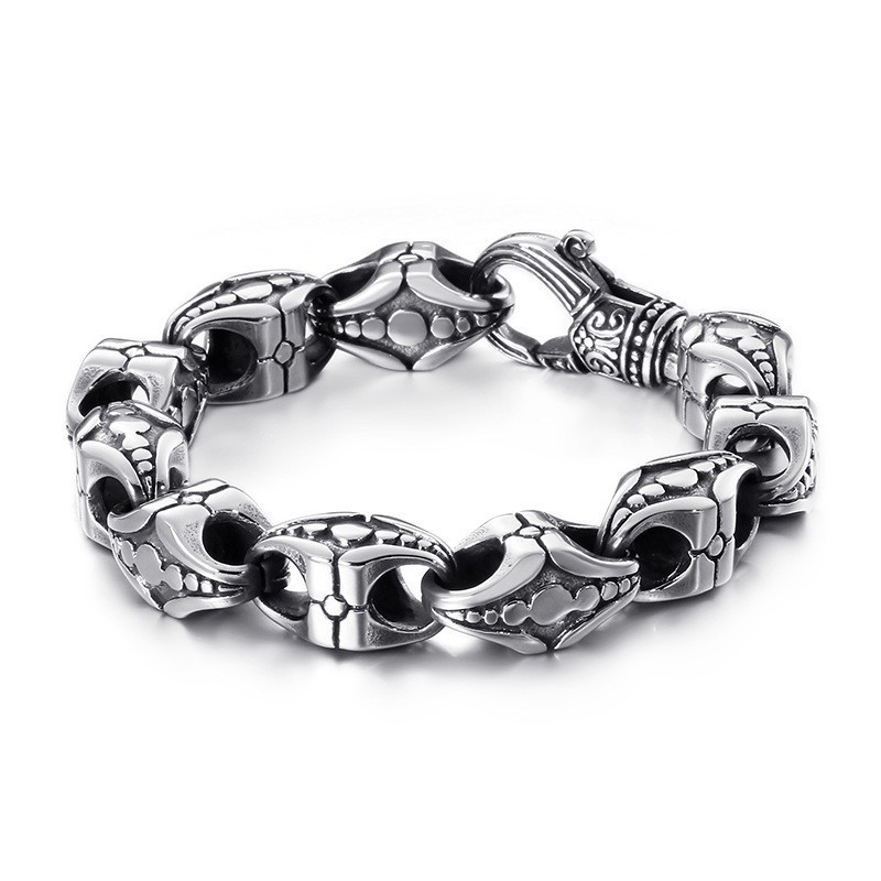 Bracelet En Titane Ajouré À Motif Floral Cool Cross Pour Homme
