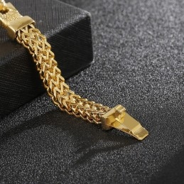 Bracelet En Titane Street Cool Double Keel Gold Pour Homme