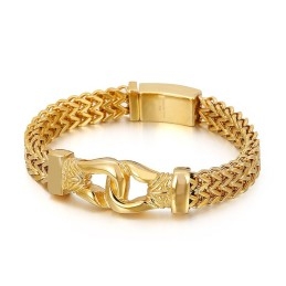 Bracelet En Titane Street Cool Double Keel Gold Pour Homme