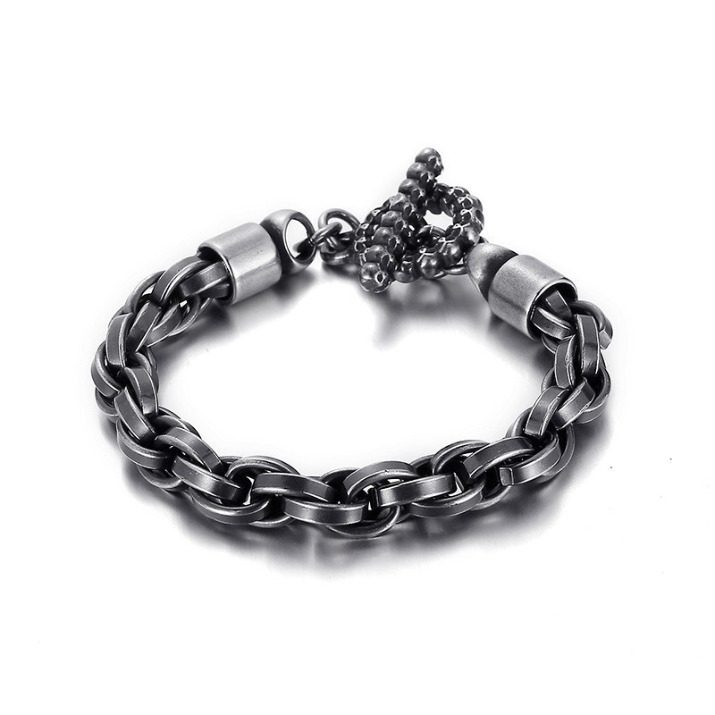 Bracelet Tendance En Titane Avec Fermoir Tête De Mort Pour Homme