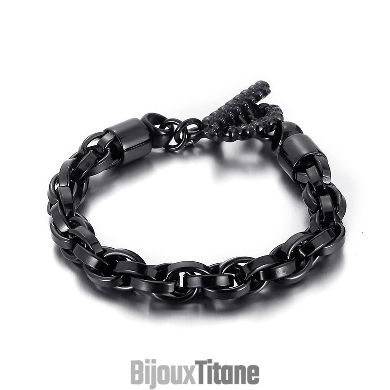 Bracelet Homme En Titane Avec Boucle Tête De Mort Tendance
