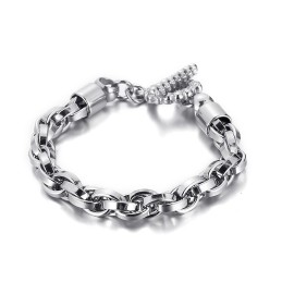 Bracelet Tendance En Titane Avec Fermoir Tête De Mort Pour Homme