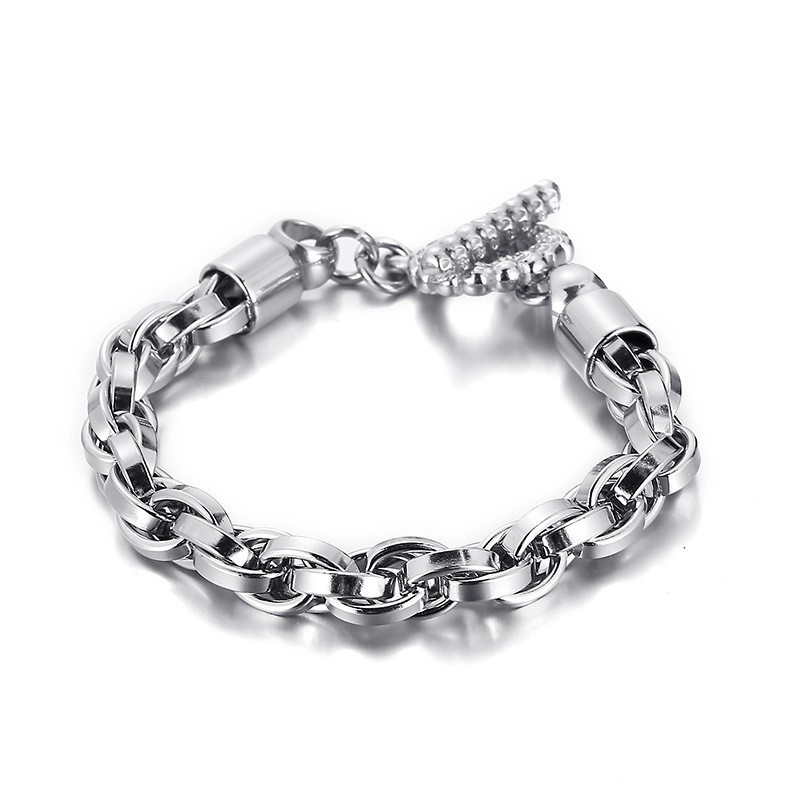 Bracelet Tendance En Titane Avec Fermoir Tête De Mort Pour Homme
