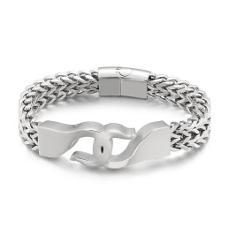 Bracelet En Titane À Crochets Croisés Pour Homme Avec Accessoires