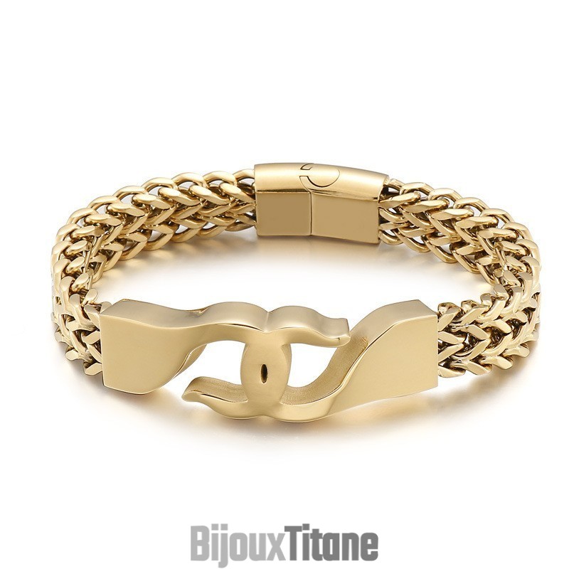 Bracelet Homme En Titane Avec Crochet Croisé Et Accessoires Bracelet Homme En Titane Avec Crochet Croisé Et Accessoires