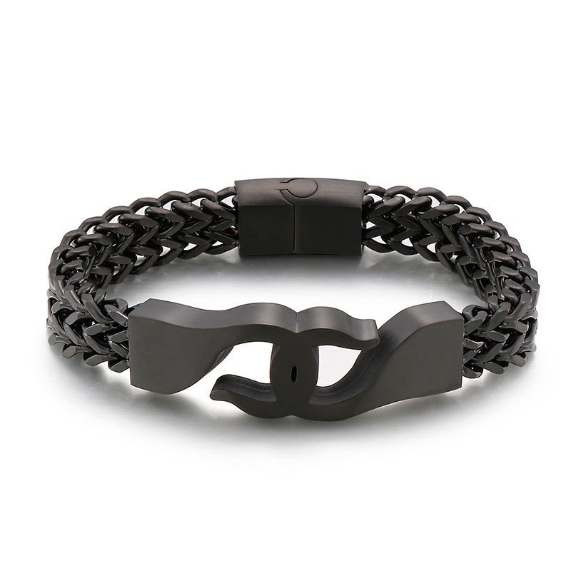 Bracelet Homme En Titane Avec Crochet Croisé Et Accessoires