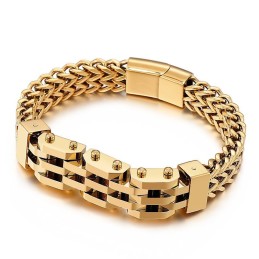 Bracelet En Titane Double Couche Et Double Rangée Pour Homme