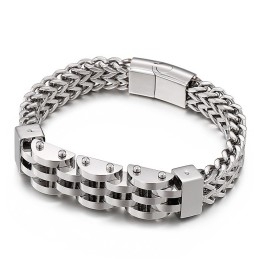 Bracelet En Titane Double Couche Et Double Rangée Pour Homme