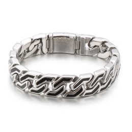 Bracelet En Titane À Rayures Noires Pour Homme, Style Chic Et Tendance