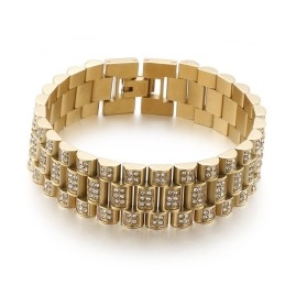 Bracelet En Titane Pour Homme Avec Diamants Et Motif American Hiphop Tank