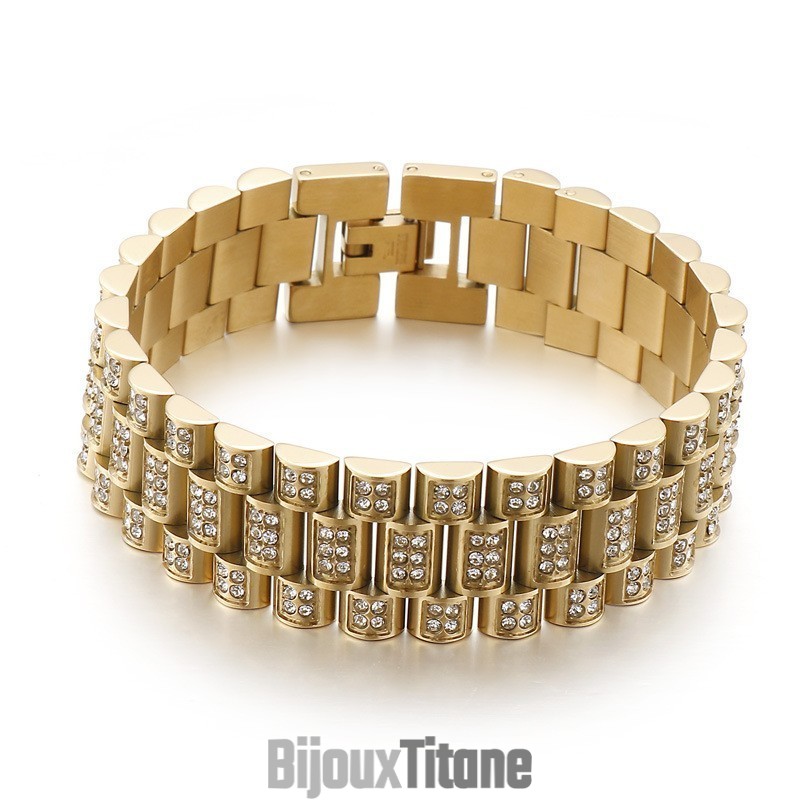 Bracelet En Titane Pour Homme Avec Diamants Et Motif American Hiphop Tank Bracelet En Titane Pour Homme Avec Diamants Et Motif American Hiphop Tank