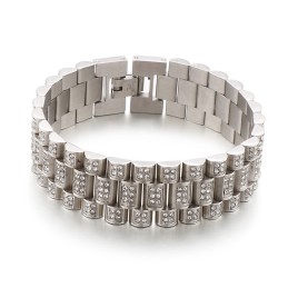Bracelet Hip Hop En Titane Pour Homme Avec Diamants American Hiphop Tank