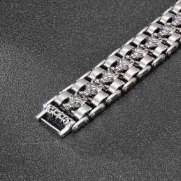 Bracelet De Motard En Titane Pour Homme Avec Tête De Loup