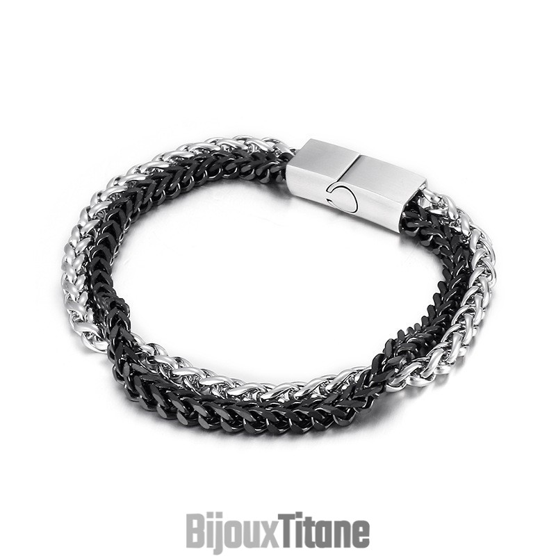 Bracelet Double Couche En Titane Pour Homme, Tendance Et Chic