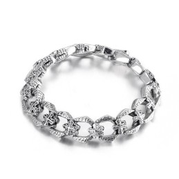 Bracelet En Titane Pour Homme Avec Croix Et Fleur