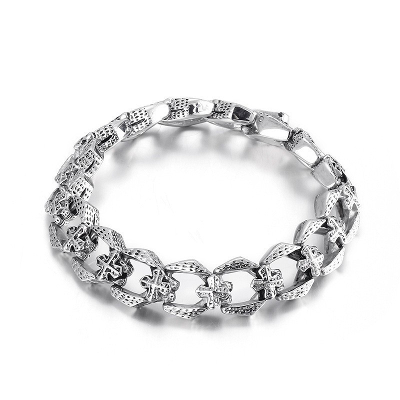 Bracelet En Titane Pour Homme Avec Croix Et Fleur Bracelet En Titane Pour Homme Avec Croix Et Fleur