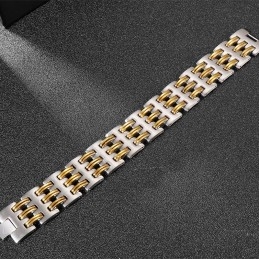 Bracelet Tendance En Titane Pour Homme Avec Fermoirs Dorés