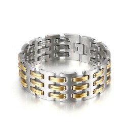 Bracelet Tendance En Titane Pour Homme Avec Fermoirs Dorés