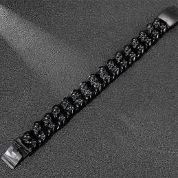 Bracelet En Titane Pour Homme Avec Double Tête De Mort