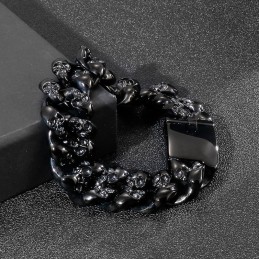 Bracelet En Titane Pour Homme Avec Double Tête De Mort