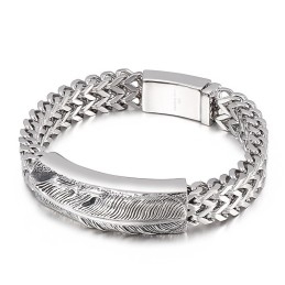 Bracelet En Titane À Plumes Style Hip-Hop Pour Homme