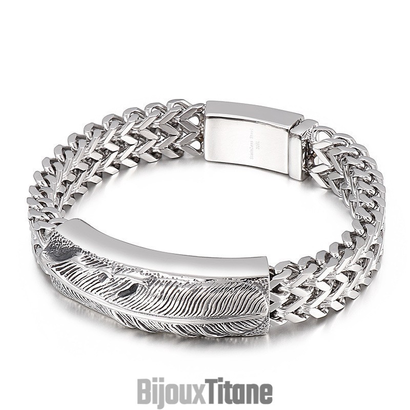 Bracelet En Titane À Plumes Style Hip-Hop Pour Homme
